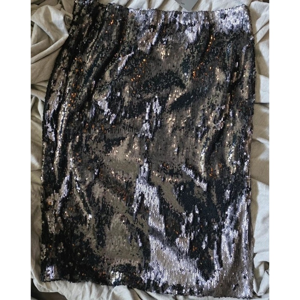 DKNY Womens Sequin Midi Skirt Black B4810070-BLK Size 16 NWT